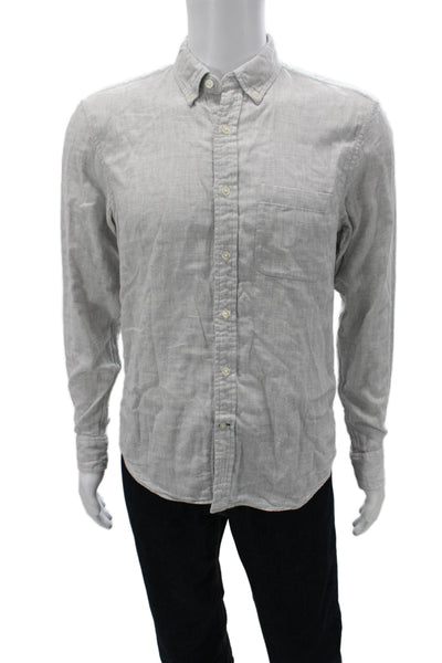 Club Monaco Mens Button-Down Collared Long Sleeve Gray Cotton Shirt Size S