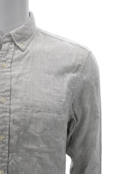 Club Monaco Mens Button-Down Collared Long Sleeve Gray Cotton Shirt Size S