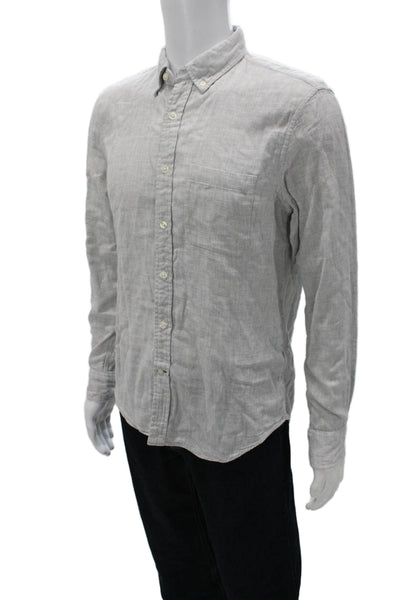 Club Monaco Mens Button-Down Collared Long Sleeve Gray Cotton Shirt Size S