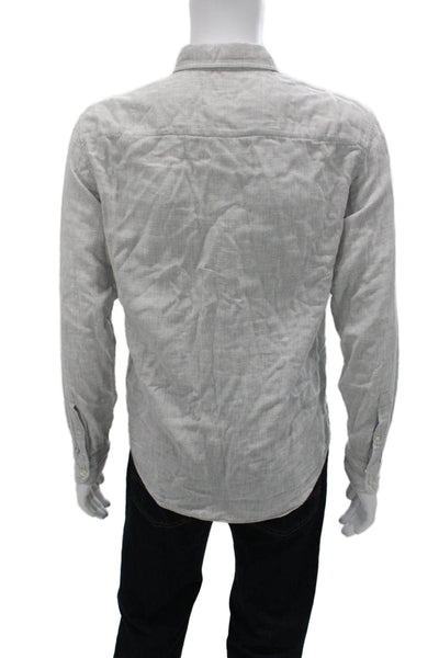 Club Monaco Mens Button-Down Collared Long Sleeve Gray Cotton Shirt Size S