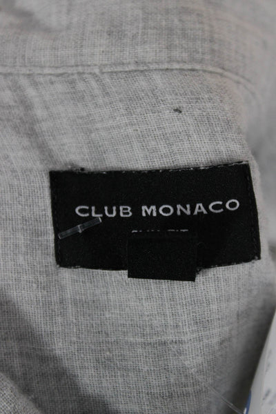 Club Monaco Mens Button-Down Collared Long Sleeve Gray Cotton Shirt Size S