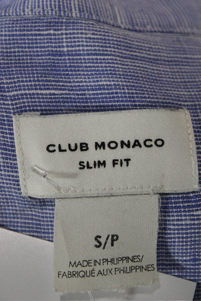 Club Monaco Mens Button-Down Light Blue Striped Linen Long Sleeve Size S