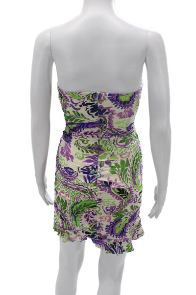 Zara Women Bodycon Mini Dress Green Floral Sleeveless Zip Linen Size XS