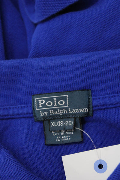 Polo Ralph Lauren Boys Cotton Long Sleeve Polo Shirt Blue Size XL (18-20)