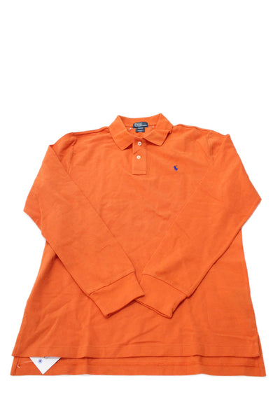 Polo Ralph Lauren Boys Cotton Long Sleeve Polo Shirt Orange Size XL (18-20)