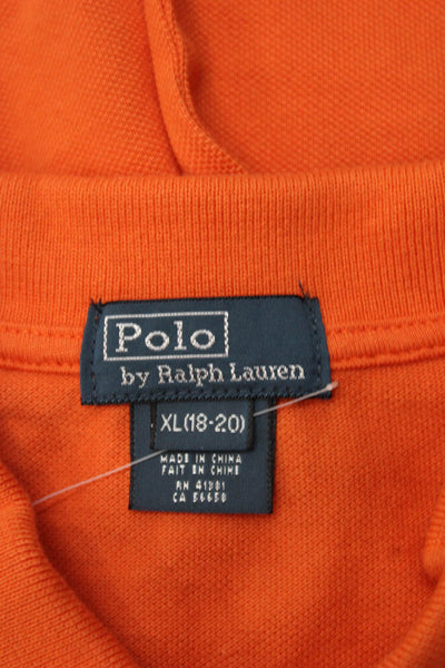 Polo Ralph Lauren Boys Cotton Long Sleeve Polo Shirt Orange Size XL (18-20)