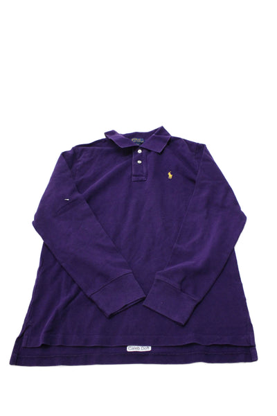 Polo Ralph Lauren Boys Cotton Long Sleeve Polo Shirt Purple Size L (14-16)