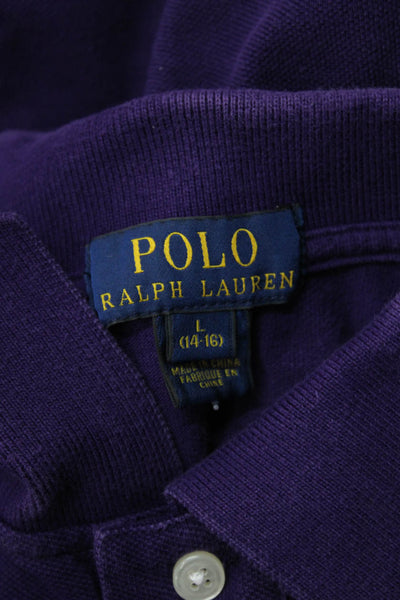 Polo Ralph Lauren Boys Cotton Long Sleeve Polo Shirt Purple Size L (14-16)