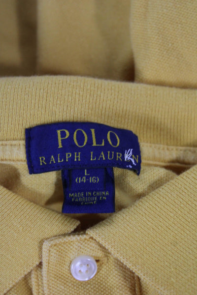 Polo Ralph Lauren Boys Cotton Long Sleeve Polo Shirt Yellow Size L (14-16)