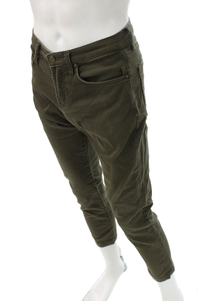 Swet Tailor Mens Ankle Cropped Army Green Pants Button Size 31