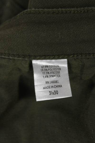 Swet Tailor Mens Ankle Cropped Army Green Pants Button Size 31