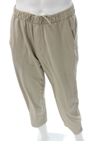 Lululemon Mens Beige Cropped Ankle Jogger Pants Polyester Drawstring Size XS