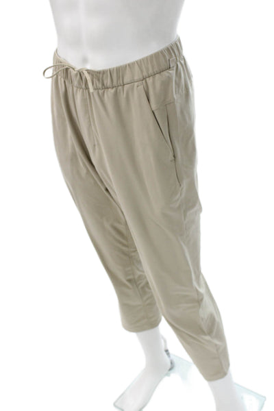 Lululemon Mens Beige Cropped Ankle Jogger Pants Polyester Drawstring Size XS