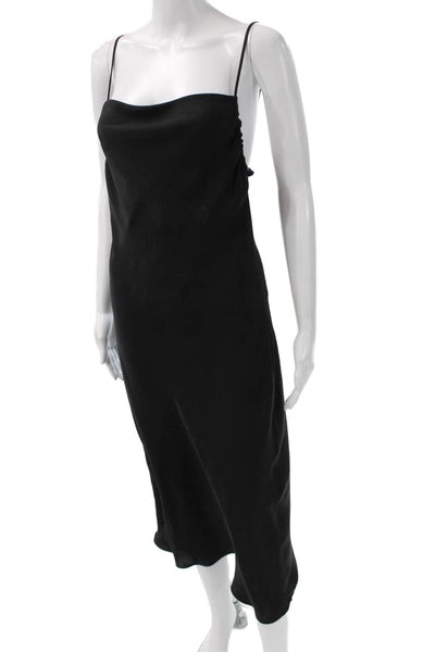 Zara Women Slip Dress Black Sleeveless Long 90s Polyester Blend Size S