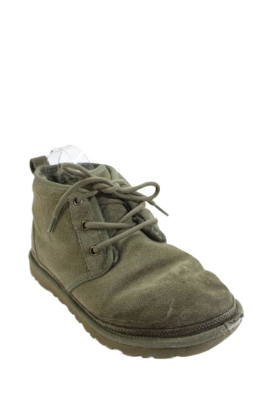Ugg Womens Suede Lace Up Detail Boots Green Size 8