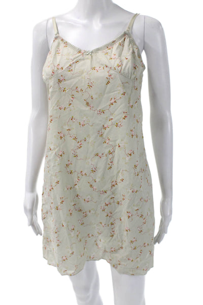 J Crew Womens Sundress Green Floral V Neck Sleeveless Cotton Short Size M