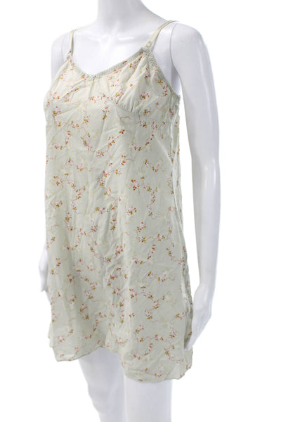 J Crew Womens Sundress Green Floral V Neck Sleeveless Cotton Short Size M