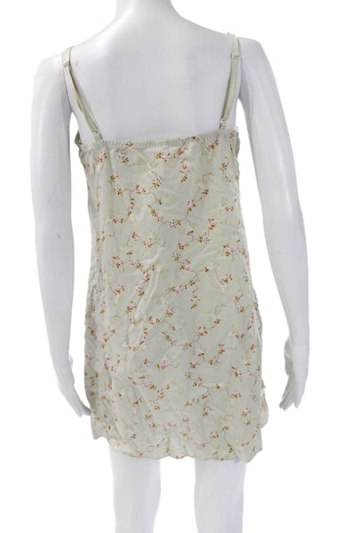 J Crew Womens Sundress Green Floral V Neck Sleeveless Cotton Short Size M