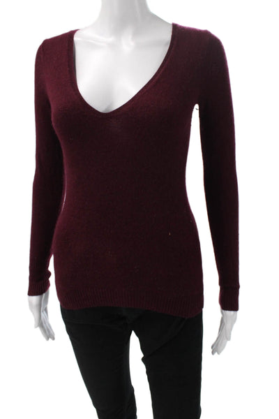 J Crew Women Purple V-Neck Pullover Sweater Long Sleeve Merino Angora Size XS