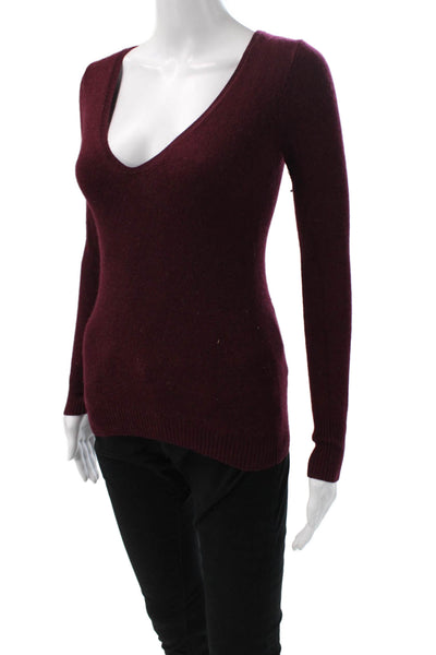 J Crew Women Purple V-Neck Pullover Sweater Long Sleeve Merino Angora Size XS