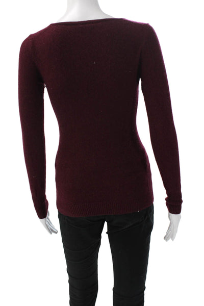 J Crew Women Purple V-Neck Pullover Sweater Long Sleeve Merino Angora Size XS