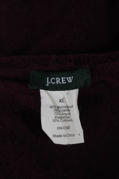 J Crew Women Purple V-Neck Pullover Sweater Long Sleeve Merino Angora Size XS