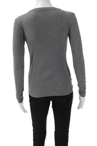 J Crew Women Basic Gray Cotton Blend Crew Neck Long Sleeve T-Shirt Size S