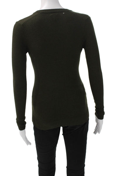 J Crew Womens V Neck Merino Wool Pullover Sweater Green Army Size XS