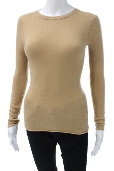 J Crew Women Pullover Cashmere Crewneck Long Sleeve Beige Size S