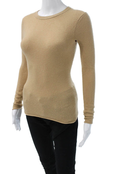 J Crew Women Pullover Cashmere Crewneck Long Sleeve Beige Size S