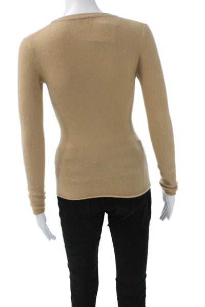 J Crew Women Pullover Cashmere Crewneck Long Sleeve Beige Size S