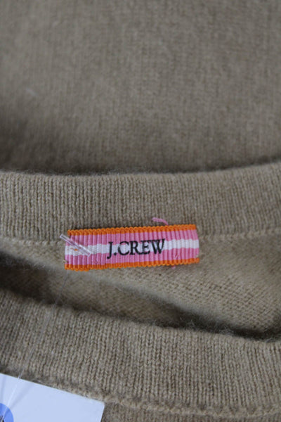J Crew Women Pullover Cashmere Crewneck Long Sleeve Beige Size S