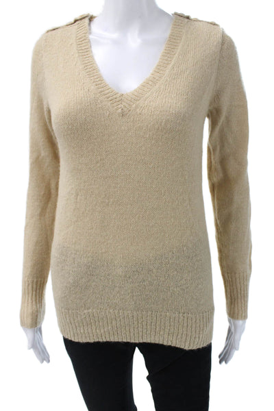 J Crew Women Pullover Sweater V-Neck Long Sleeve Beige Size XS