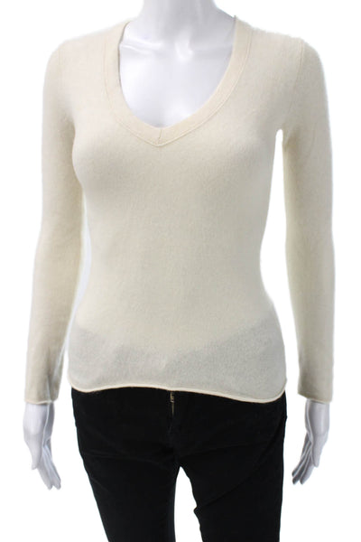 J Crew Womens Beige V-Neck Pullover Sweater Zip Lambswool Nylon Size S