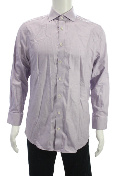 Charles Tyrwhitt Mens Point Collar Purple Cotton Dress Shirt Size 15.5