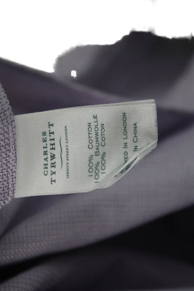 Charles Tyrwhitt Mens Point Collar Purple Cotton Dress Shirt Size 15.5