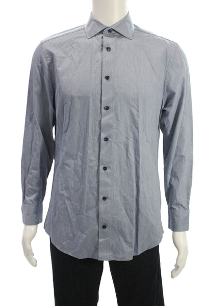 Charles Tyrwhitt Mens Dress Shirt Gray Cotton Point Collar Size 15.5