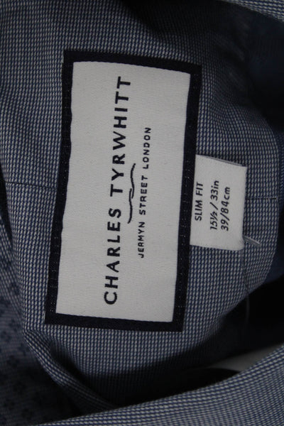 Charles Tyrwhitt Mens Dress Shirt Gray Cotton Point Collar Size 15.5