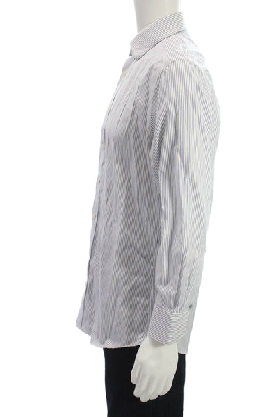 Charles Tyrwhitt Mens White Striped Dress Shirt Point Spread Collar Size 15.5