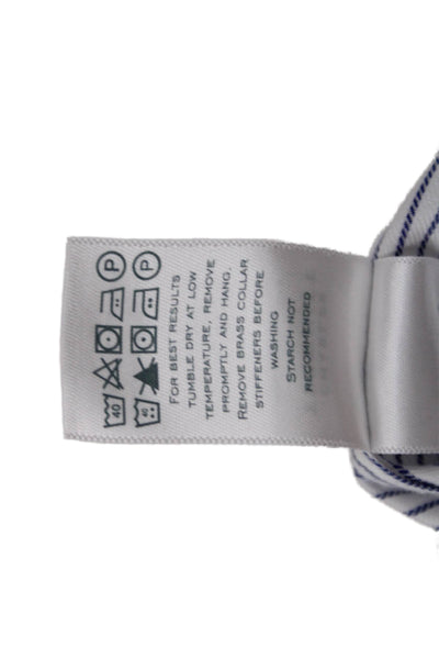 Charles Tyrwhitt Mens White Striped Dress Shirt Point Spread Collar Size 15.5
