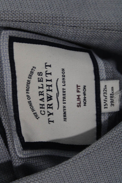 Charles Tyrwhitt Mens Point Collar Shirt Light Blue Cotton Size 15.5