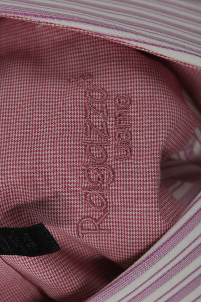 Ragazzo Uomo Mens Pink Striped 100% Cotton Point Collar Dress Shirt Size 15