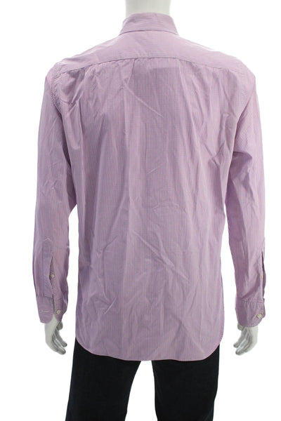 J Crew Mens Point Collar Pink Check Cotton Dress Shirt Long Sleeve Size 15.5