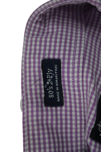 J Crew Mens Point Collar Pink Check Cotton Dress Shirt Long Sleeve Size 15.5