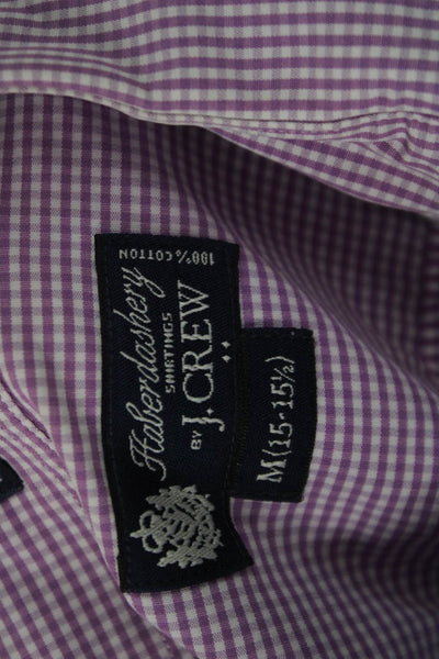 J Crew Mens Point Collar Pink Check Cotton Dress Shirt Long Sleeve Size 15.5