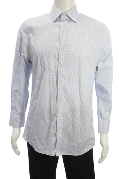 Charles Tyrwhitt Mens Dress Shirt Light Blue Check Cotton Size 15.5