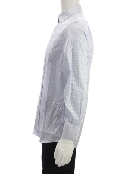 Charles Tyrwhitt Mens Dress Shirt Light Blue Check Cotton Size 15.5