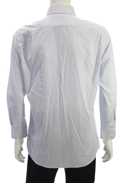 Charles Tyrwhitt Mens Dress Shirt Light Blue Check Cotton Size 15.5