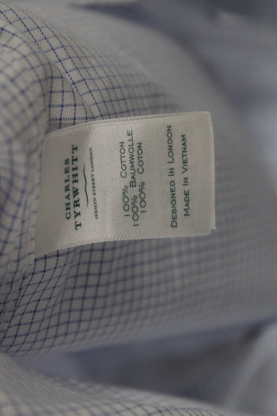 Charles Tyrwhitt Mens Dress Shirt Light Blue Check Cotton Size 15.5