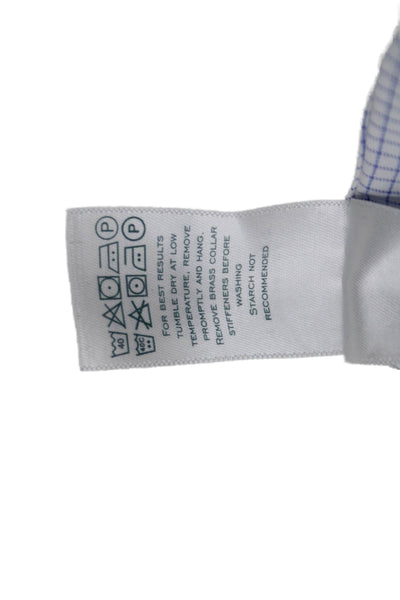 Charles Tyrwhitt Mens Dress Shirt Light Blue Check Cotton Size 15.5